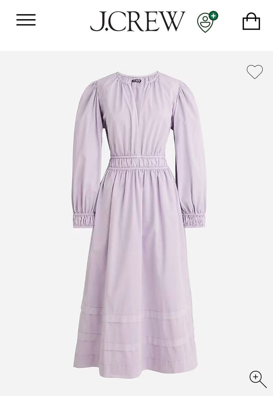 J.Crew Long Sleeve Smocked Waist Midi Dress in Lightweight Chino - L